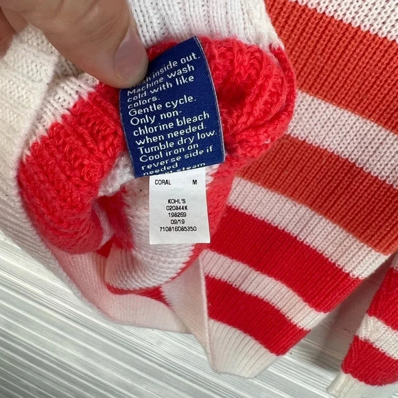 Apt 9 White Pullover Sweater with Multi Pink Stripes Size Medium - Picture 10 of 11